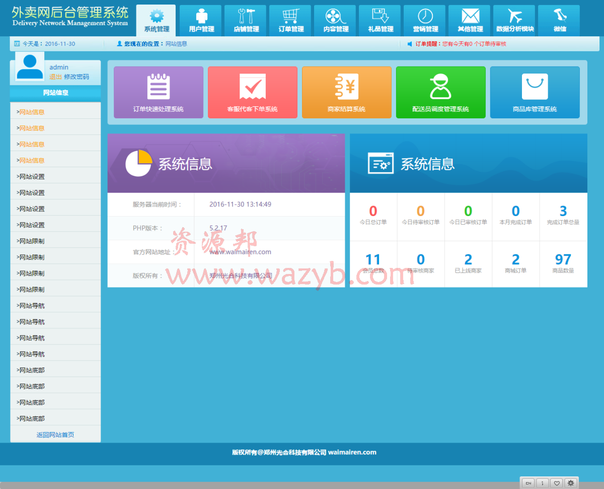 外卖人订餐系统V8.4商业破解解密版—PC+WAP+微信+APP+独立商家+跑腿功能+解密+修复空白BUG插图2