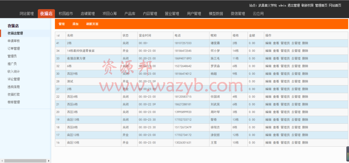 最新手机校园O2O系统高级版源码|仿59store校园生活服务源码|含微信端+夜猫店+校园超市+项目众筹+学生街插图3