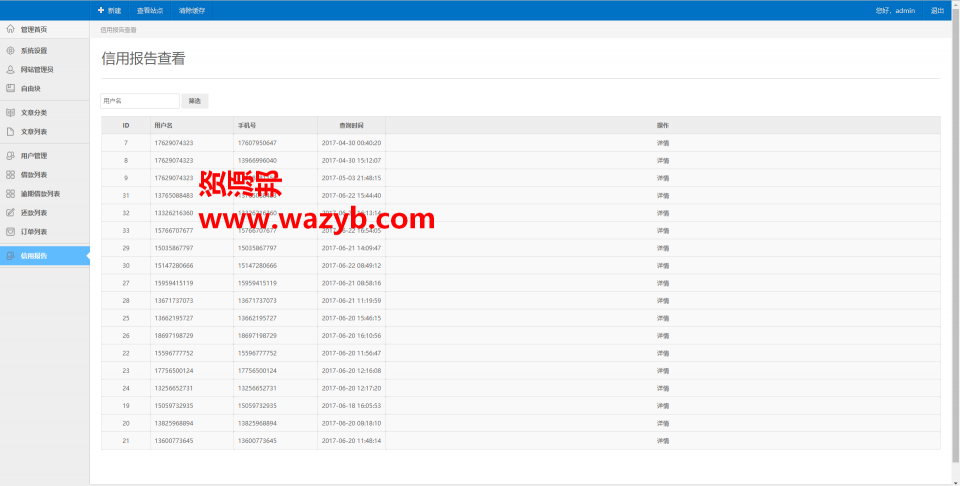 ThinkPHP开发的WAP借贷分期系统源码_手机端借贷系统源码+集成支付模块+短信模块+征信模块插图6