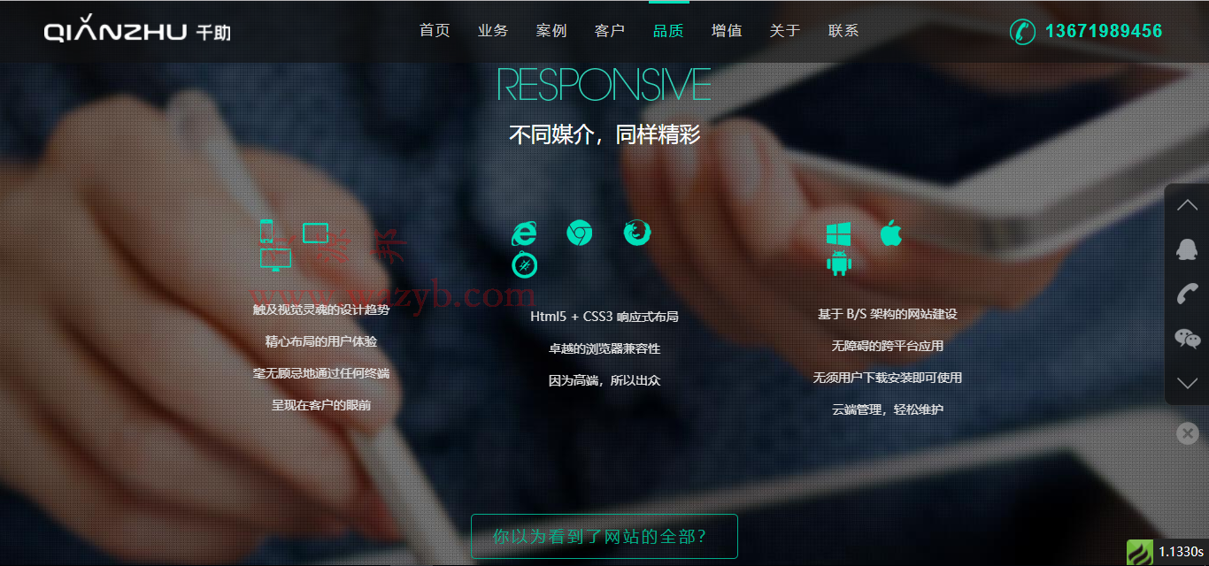 基于ThinkPHP框架开发的千助网响应式科技网络公司PHP源码|响应式WAP界面+ACE模板后台插图4