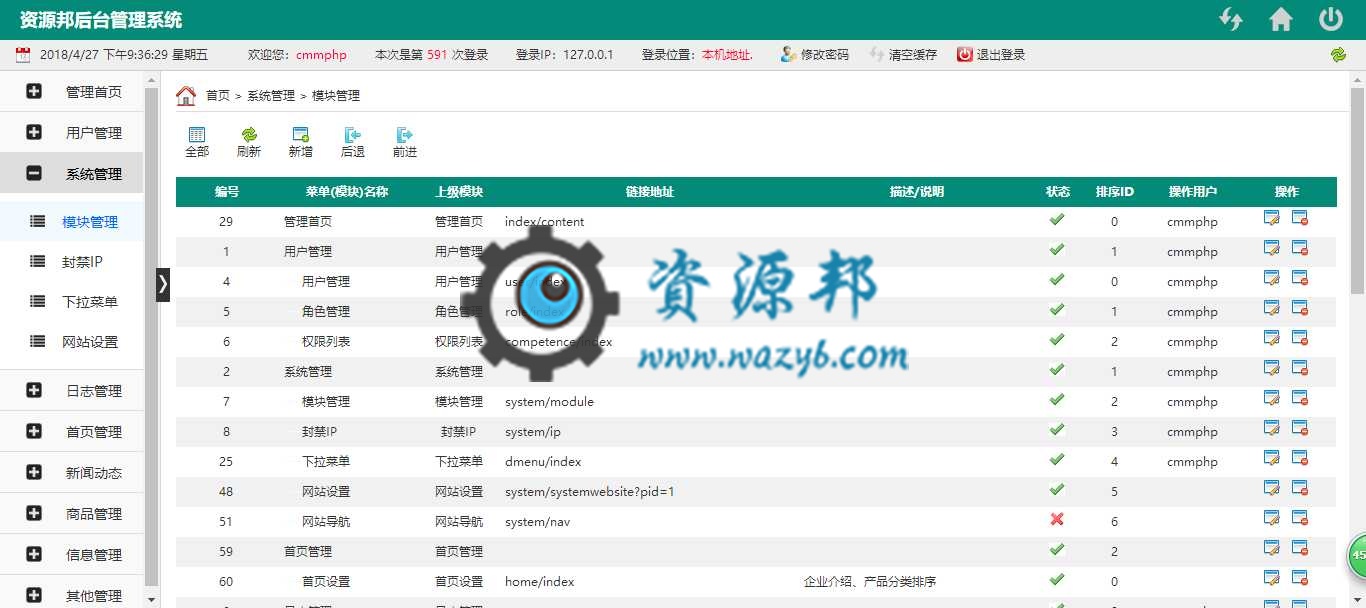 基于ThinkPHP5.0框架开发的通用企业网站PHP源码|TP通用后台权限管理系统插图8