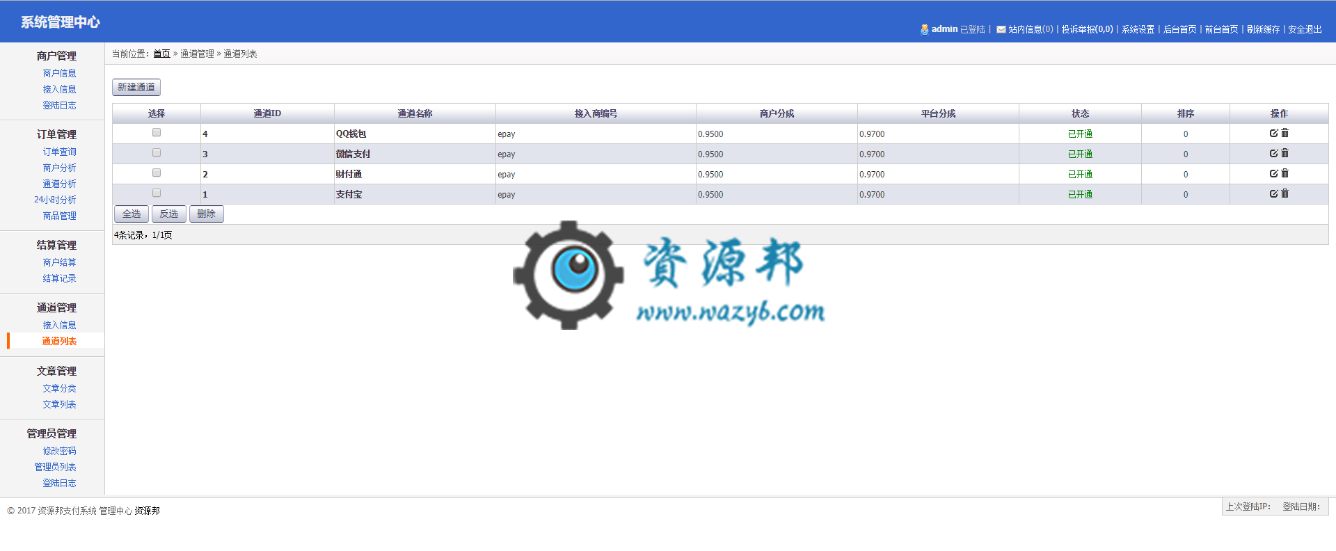 最新企业版自动发卡平台PHP源码，集成了支付宝、财付通、微信、Q钱包的官方接口，也集成了第三方“易宝”和“云支付”接口插图5
