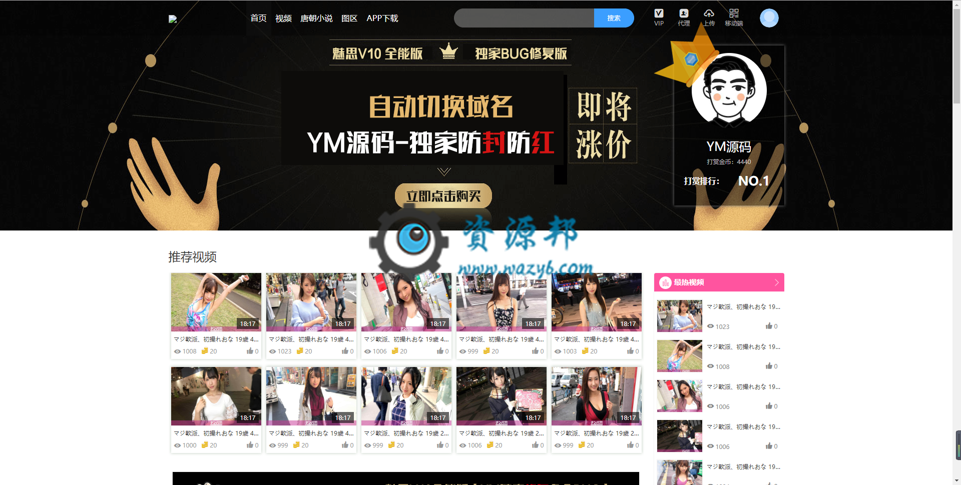 最新基于ThinkPHP5框架开发的三级分销诱惑视频网站PHP源码，支持视频在线试看+域名防封防红+多种支付方式-Ai搜码网