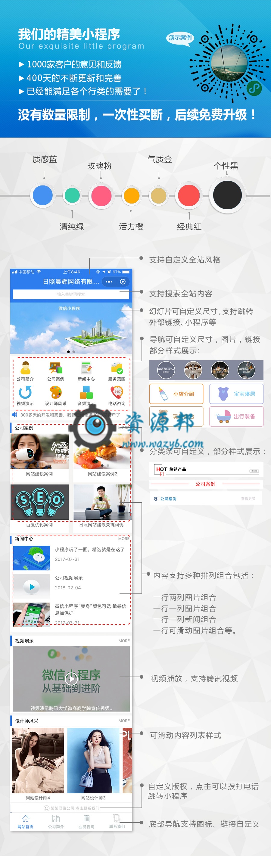 【微信小程序】精美企业公司官网小程序V33.0.15完整安装包+小程序前端，增加了文章评论和表单提交的敏感词检测插图10