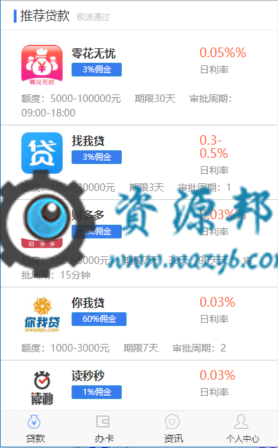 基于ThinkPHP框架开发的网贷分销平台WAP手机版，支持信用卡办理、贷款办理、海报推广等网贷业务插图2
