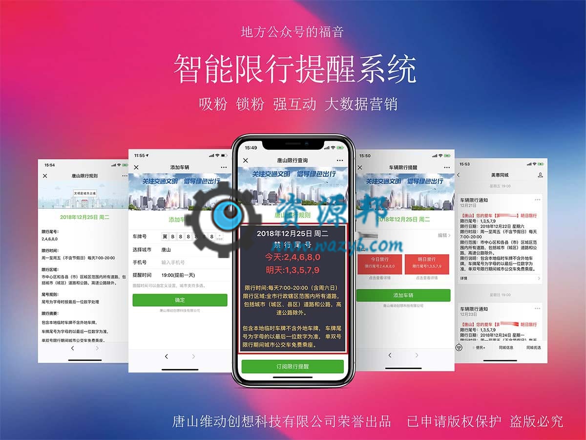 【公众号应用】限行提醒V5.6.5正版源码打包，新增多日天气预报-Ai搜码网