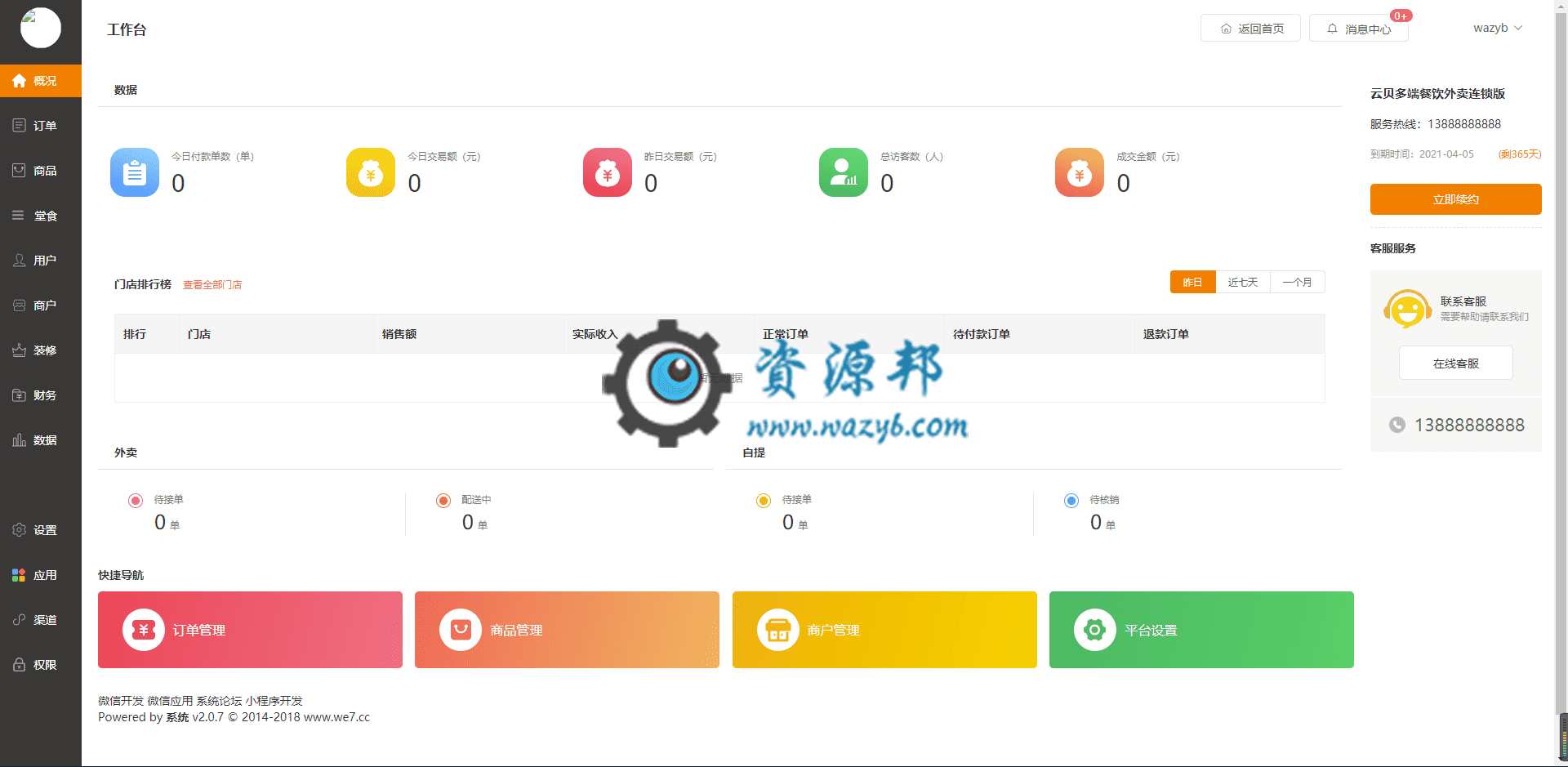 【微信小程序】云贝多端餐饮外卖连锁版V1.4.5小程序源码包+手机商家端+小程序前端，优化商家独立后台不能上传图片问题插图2