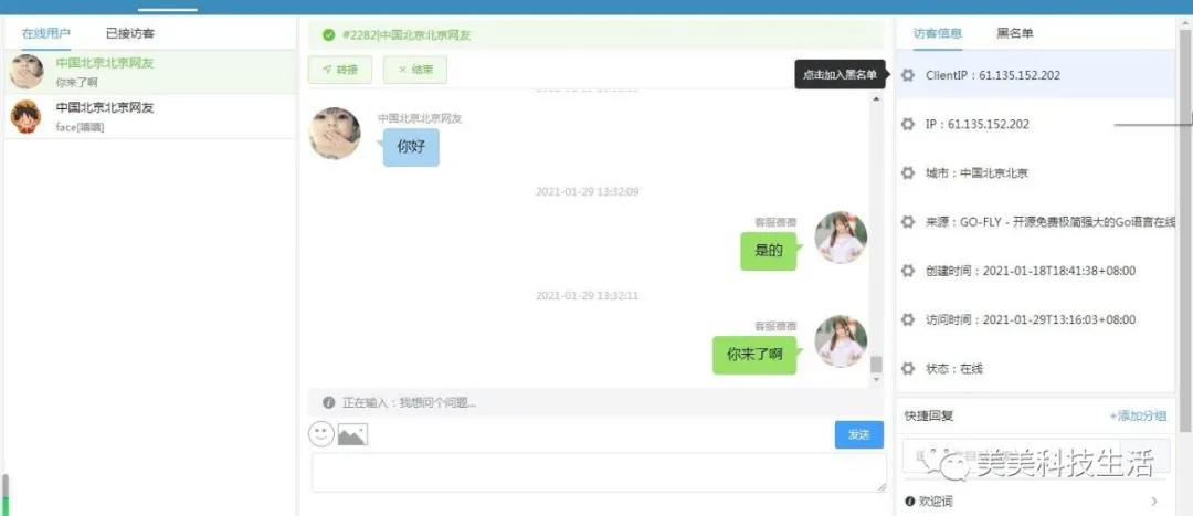 基于GO语言实现的web客服即时通讯与客服管理系统插图4